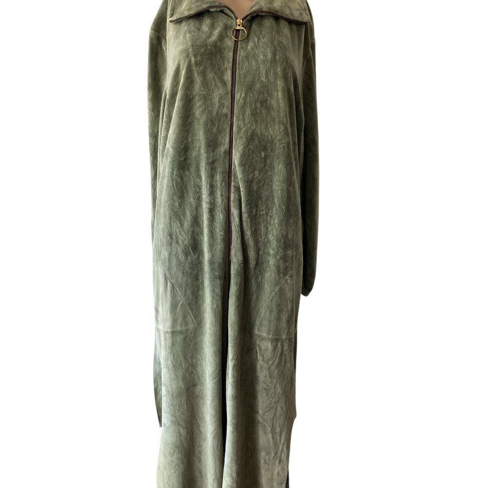 Diamond Tea Vintage Olive Green Velvet Kaftan Robe Size m